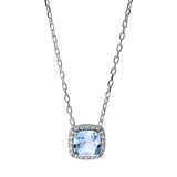 Collier 18 kt WG, mit ZÖ 40 cm + 43 cm, 20 Brill. 0,10 ct, TW-si, 1 Topas 0,93 ct sky blue