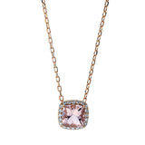 Collier 18 kt RG, mit ZÖ 40 cm + 43 cm, 20 Brill. 0,10 ct, TW-si, 1 Morganit 0,88 ct pink