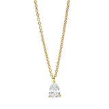 Collier 18 kt GG, mit ZÖ 42 cm, 1 Tropfen 0,25 ct, TW-si