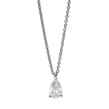 Collier 18 kt WG, mit ZÖ 42 cm, 1 Tropfen 0,41 ct, TW-si