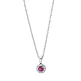 Collier 18 kt WG, mit Öse, 10 Brill. 0,07 ct, TW-si, 1 Rubin 0,13 ct rot