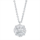 Collier 18 kt WG, 1 Princ. 0,09 ct, TW-si, 4 Nav. 0,37 ct, TW-si