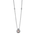 Collier 18 kt WG, mit ZÖ 38 cm ,40.5cm, 26 Brill. 0,13 ct, TW-si, 1 Tropfen 0,64 ct, fancy