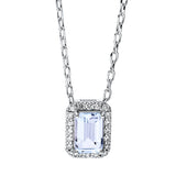 Collier 18 kt WG, mit ZÖ 40cm + 43 cm, 20 Brill. 0,10 ct, TW-si, 1 Topas 0,63 ct sky blue