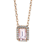 Collier 18 kt RG, mit ZÖ 40 cm + 43 cm, 20 Brill. 0,09 ct, TW-si, 1 Morganit 0,45 ct pink