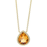 Collier 18 kt GG, 28 Brill. 0,11 ct, TW-si, 1 Citrin 2,90 ct mandarin