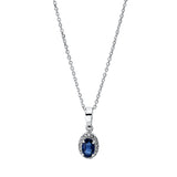 Collier 18 kt WG, mit Öse, 16 Brill. 0,05 ct, TW-si, 1 Saphir 0,32 ct blau