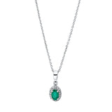 Collier 18 kt WG, mit Öse, 16 Brill. 0,05 ct, TW-si, 1 Smaragd 0,23 ct grün