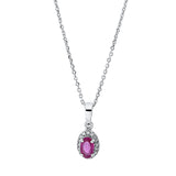 Collier 18 kt WG, mit Öse, 16 Brill. 0,05 ct, TW-si, 1 Rubin 0,31 ct rot