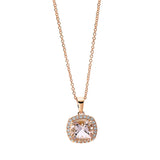 Collier 18 kt RG, mit ZÖ 42 cm, 24 Brill. 0,10 ct, TW-si, 1 Morganit 1,25 ct pink