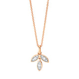 Collier 18 kt RG, Fassung rhodiniert, loop 40 cm, 9 Brill. 0,12 ct, TW-si