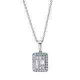 Collier 18 kt WG, mit Öse, 3 Bag. 0,19 ct, TW-si, 6 Princ. 0,21 ct, TW-si, 22 Brill. 0,18 ct, TW-si
