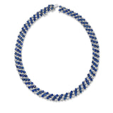 Collier 18 kt WG, 168 Brill. 11,07 ct, TW-vsi/si, 168 Saphire 61,86 ct blau
