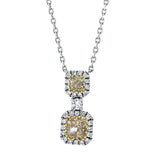 Collier 18 kt WG+GG, 33 Brill. 0,41 ct, TW-si, 2 Cushion 0,83 ct, gelb