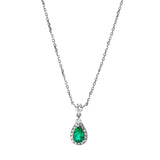 Collier 18 kt WG, 1 Brill. 0,04 ct, W-pi, 15 Brill. 0,09 ct, W-pi, 1 Tropfen 0,12 ct, W-pi, 1 Smaragd 0,41 ct grün