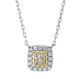 Collier 18 kt WG+GG, 4 Brill. 0,03 ct, TW-si, 1 Princ. 0,39 ct, gelb-vsi, 12 Brill. 0,16 ct, TW-si