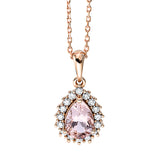 Collier 18 kt RG, mit ZÖ 40 cm + 42 cm, 16 Brill. 0,16 ct, TW-si, 1 Morganit 0,58 ct rosa