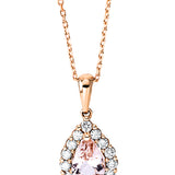 Collier 18 kt RG, mit ZÖ 40 cm + 4 cm, 14 Brill. 0,25 ct, TW-si, 1 Morganit 0,60 ct rosa