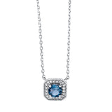 Collier 18 kt WG, mit ZÖ 40 cm + 42 cm, 20 Dia. 0,04 ct, TW-si, 1 Topas 0,30 ct Lond. blue