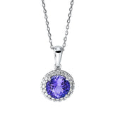 Collier 18 kt WG, mit ZÖ 40 cm + 42 cm, 20 Brill. 0,12 ct, TW-si, 1 Tansanit 1,09 ct blau