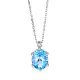 Collier 18 kt WG, mit ZÖ 40 cm + 42 cm, 1 Brill. 0,04 ct, TW-si, 1 Topas 2,04 ct blau