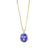 Collier 18 kt GG, mit ZÖ 40 cm + 42 cm, 1 Brill. 0,04 ct, TW-si, 1 Tansanit 2,04 ct blau