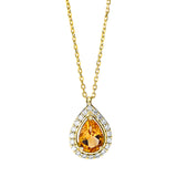 Collier 18 kt GG, mit ZÖ 40 cm + 42 cm, 20 Brill. 0,12 ct, TW-si, 1 Citrin 0,62 ct gelb
