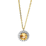Collier 18 kt GG, mit ZÖ 40 cm + 42 cm, 16 Brill. 0,10 ct, TW-si, 1 Citrin 0,44 ct gelb