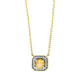 Collier 18 kt GG, mit ZÖ 40 cm + 42 cm, 20 Dia. 0,04 ct, TW-si, 1 Citrin 0,23 ct gelb