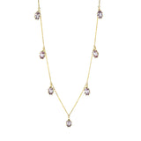 Collier 18 kt GG, mit ZÖ 40 cm, 7 Granat 3,99 ct rosa