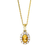 Collier 18 kt GG, mit ZÖ 40 cm + 42 cm, 12 Brill. 0,25 ct, TW-si, 1 Citrin 0,44 ct gelb