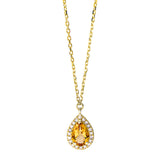 Collier 18 kt GG, mit ZÖ 40 cm + 42 cm, 20 Dia. 0,05 ct, TW-si, 1 Citrin 0,35 ct gelb