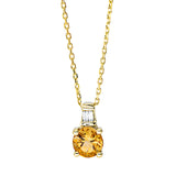 Collier 18 kt GG, mit ZÖ 40 cm + 42 cm, 2 Bag. 0,02 ct, TW-si, 1 Citrin 0,44 ct gelb