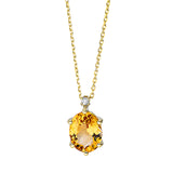 Collier 18 kt GG, mit ZÖ 40 cm + 42 cm, 1 Brill. 0,02 ct, TW-si, 1 Citrin 1,55 ct gelb