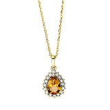 Collier 18 kt GG, mit ZÖ 40 cm + 42 cm, 16 Brill. 0,16 ct, TW-si, 1 Citrin 0,62 ct gelb