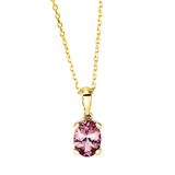 Collier 18 kt GG, mit ZÖ 40 cm + 42 cm, 1 Granat 1,04 ct pink