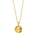 Collier 18 kt GG, mit ZÖ 40 cm + 42 cm, 3 Dia. 0,01 ct, TW-si, 1 Citrin 1,20 ct gelb