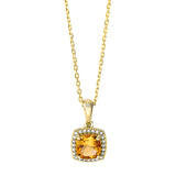 Collier 18 kt GG, mit ZÖ 40 cm + 42 cm, 24 Dia. 0,05 ct, TW-si, 1 Citrin 0,50 ct gelb