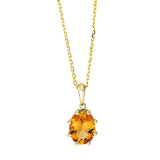 Collier 18 kt GG, mit ZÖ 40 cm + 42 cm, 1 Citrin 1,15 ct gelb