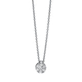 Collier 18 kt WG, mit ZÖ 42 cm, 1 Brill. 0,05 ct, TW-si, 6 Brill. 0,09 ct, TW-si