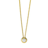 Collier 18 kt GG, mit ZÖ 42 cm, 1 Brill. 0,15 ct, TW-si