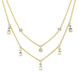 Collier 18 kt GG, mit ZÖ 40 cm + 43 cm, 2 Brill. 0,11 ct, TW-si, 1 Brill. 0,06 ct, TW-si, 10 Bag. 0,24 ct, TW-si, 5 Brill. 0,17 ct, TW-si