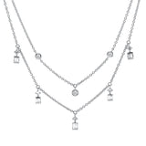 Collier 18 kt WG, 2 Brill. 0,10 ct, TW-si, 1 Brill. 0,06 ct, TW-si, 10 Bag. 0,24 ct, TW-si, 5 Brill. 0,18 ct,TW-si