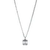Collier 18 kt WG, mit ZÖ 40 cm + 43 cm, 6 Bag. 0,30 ct, TW-si, 4 Brill. 0,05 ct, TW-si