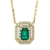 Collier 18 kt GG, mit ZÖ , 14 Brill. 0,20 ct, TW-si, 30 Brill. 0,15 ct, TW-si, 1 Smaragd 0,62 ct grün
