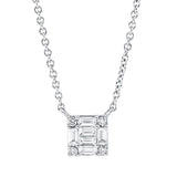 Collier 18 kt WG, mit ZÖ 40 cm + 43 cm, 6 Bag. 0,11 ct, TW-si, 4 Brill. 0,02 ct, TW-si