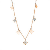 Collier 18 kt RG, mit ZÖ 41 cm + 43 cm, 4 Brill. 0,16 ct, TW-si, 11 Brill. 0,21 ct, TW-si