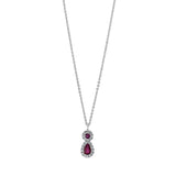 Collier 18 kt WG, mit ZÖ 40 cm + 43 cm, 22 Brill. 0,11 ct, TW-si, 2 Rubine 0,34 ct rot