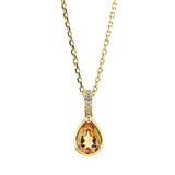 Collier 18 kt GG, mit ZÖ 40 cm + 43 cm, 5 Brill. 0,03 ct, TW-si, 1 Citrin 0,67 ct gelb