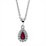 Collier 18 kt WG, mit ZÖ 40 cm + 42.5 cm, 13 Brill. 0,08 ct, TW-si, 1 Rubin 0,24 ct rot